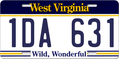 WV license plate 1DA631