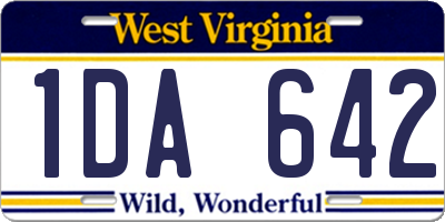 WV license plate 1DA642