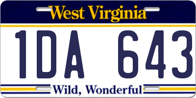 WV license plate 1DA643