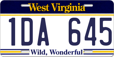WV license plate 1DA645