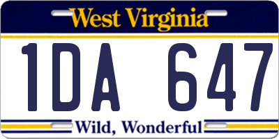 WV license plate 1DA647