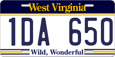 WV license plate 1DA650
