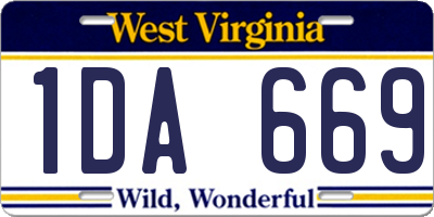 WV license plate 1DA669