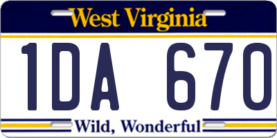 WV license plate 1DA670