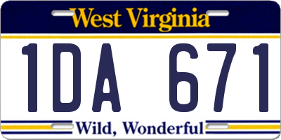 WV license plate 1DA671