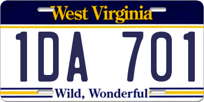 WV license plate 1DA701