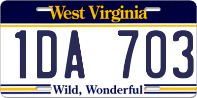 WV license plate 1DA703