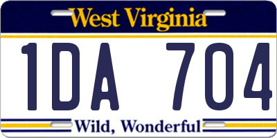 WV license plate 1DA704