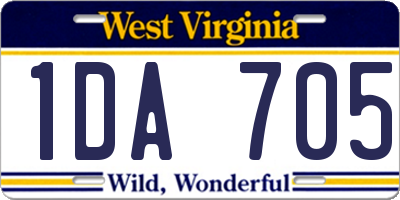 WV license plate 1DA705