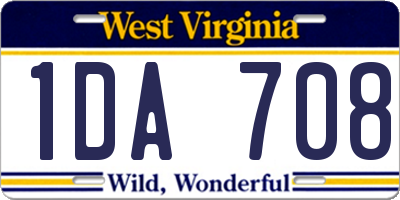 WV license plate 1DA708