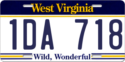 WV license plate 1DA718