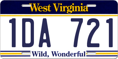 WV license plate 1DA721