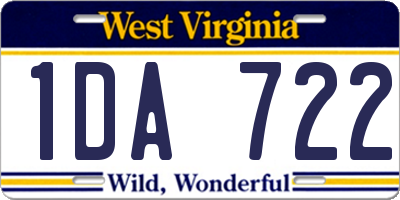 WV license plate 1DA722
