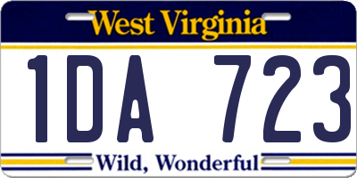 WV license plate 1DA723
