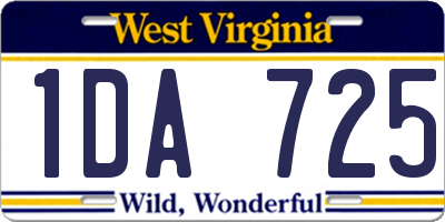 WV license plate 1DA725