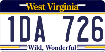 WV license plate 1DA726