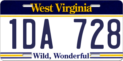 WV license plate 1DA728