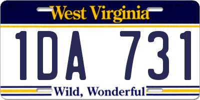 WV license plate 1DA731