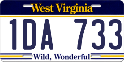 WV license plate 1DA733