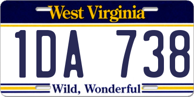 WV license plate 1DA738