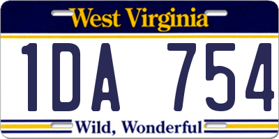 WV license plate 1DA754