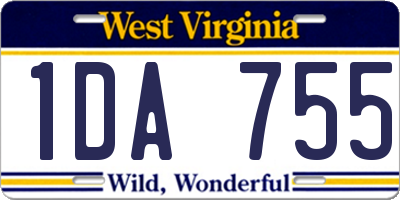 WV license plate 1DA755