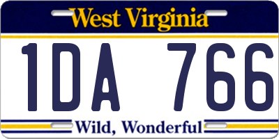 WV license plate 1DA766
