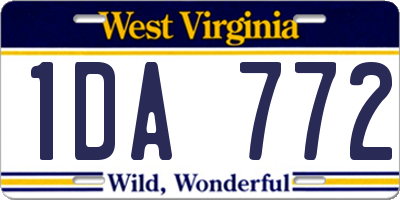 WV license plate 1DA772
