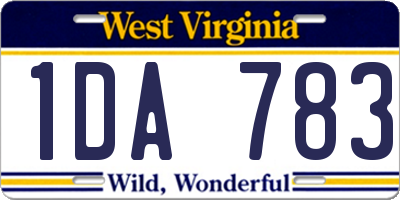 WV license plate 1DA783