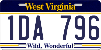 WV license plate 1DA796