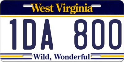 WV license plate 1DA800