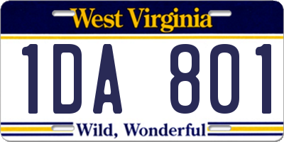 WV license plate 1DA801