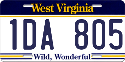 WV license plate 1DA805