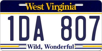 WV license plate 1DA807