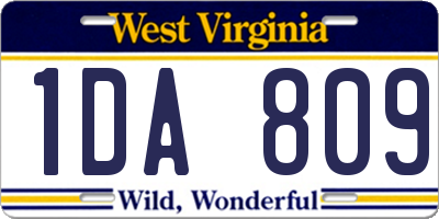 WV license plate 1DA809