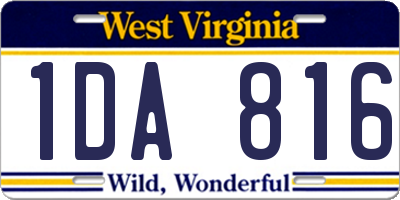 WV license plate 1DA816
