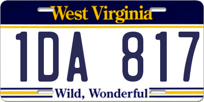 WV license plate 1DA817