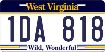 WV license plate 1DA818