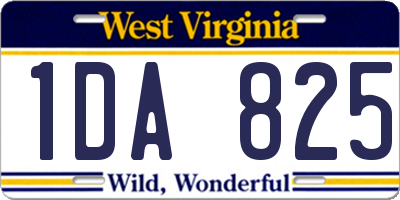WV license plate 1DA825