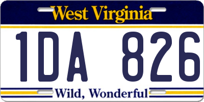 WV license plate 1DA826