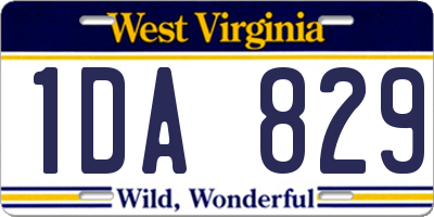 WV license plate 1DA829
