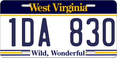 WV license plate 1DA830