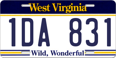 WV license plate 1DA831