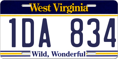 WV license plate 1DA834