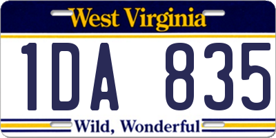 WV license plate 1DA835