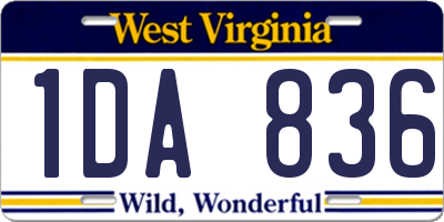 WV license plate 1DA836