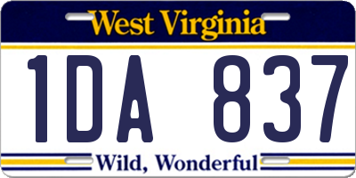 WV license plate 1DA837