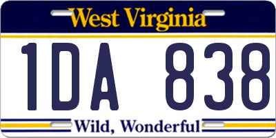 WV license plate 1DA838