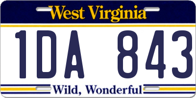 WV license plate 1DA843