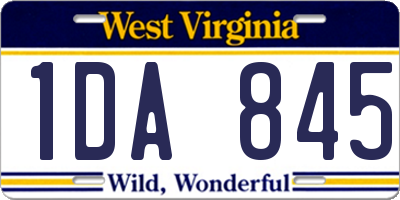 WV license plate 1DA845